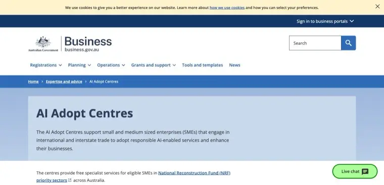 Screenshot of business.gov.au