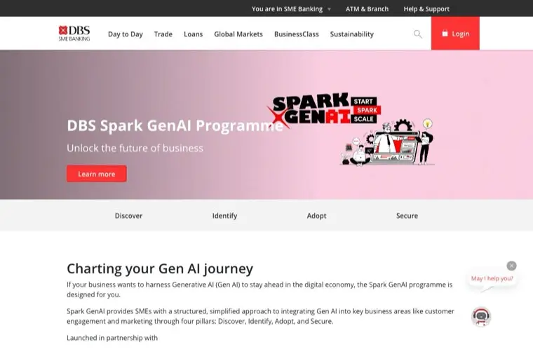 Screenshot of dbs.com.sg/sme/spark-genai