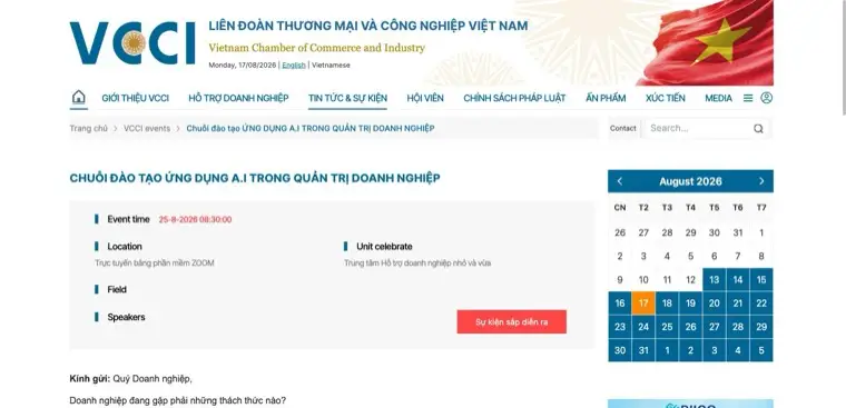 Screenshot of vcci.com.vn